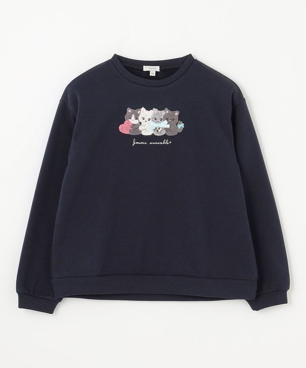 ANY KIDS 裏シャギーアニマルトレーナー ネイビー（ネコ）