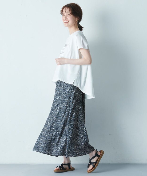 ANY 【UVケア/接触冷感】チュニック丈半袖ロゴTシャツ オフ