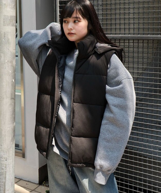 WEGO 【25年秋冬新作/ユニセックス着用ITEM/MLサイズ展開】2WAYパファーベスト ブラック