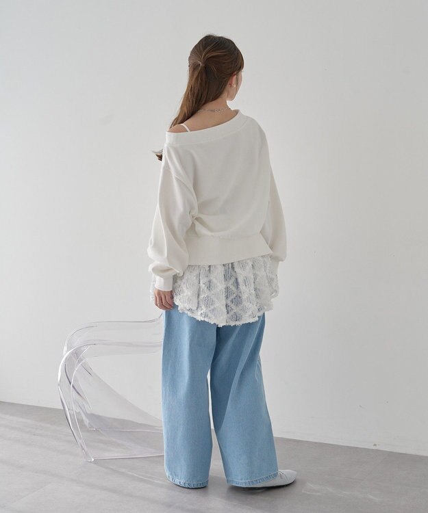 earth music&ecology 裾スリット裏毛プルオーバー Ivory