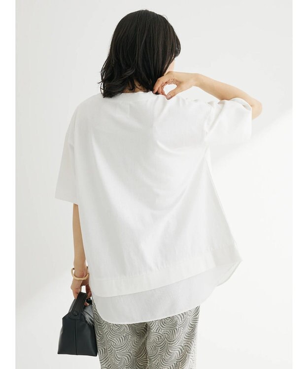 Green Parks 異素材切替ドッキングチュニック Off White