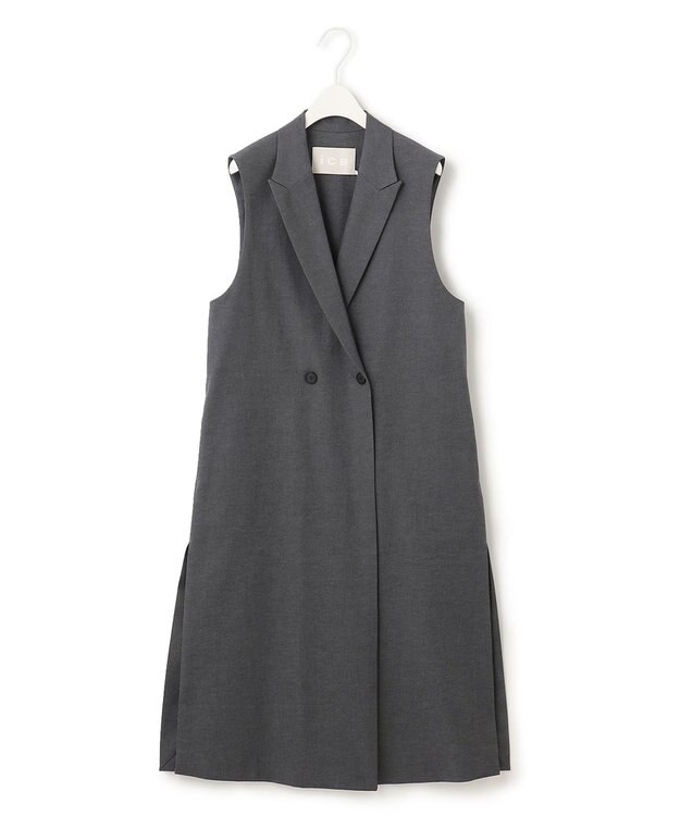 ICB 【セットアップ対応・洗える】 LooseWeave ロングジレ チャコール系