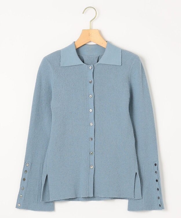 組曲 L 【WEB限定】ミニブークレー襟付きニットポロ サックスブルー系