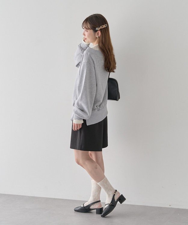 earth music&ecology 裾スリット裏毛プルオーバー Gray Mixture