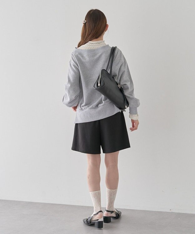 earth music&ecology 裾スリット裏毛プルオーバー Gray Mixture