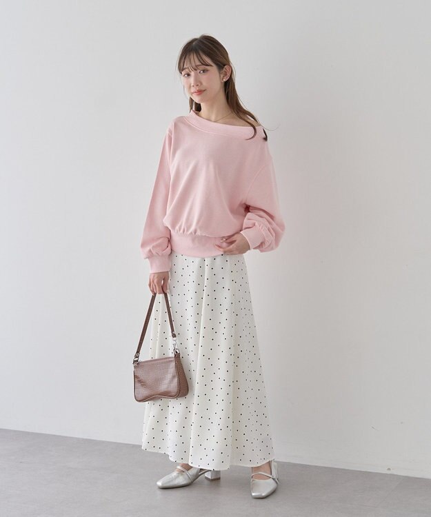 earth music&ecology 裾スリット裏毛プルオーバー Pink