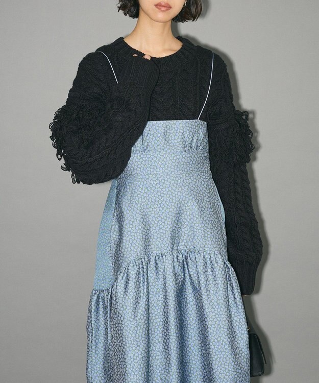 Green Parks ジャガードキャミワンピース Flower Navy