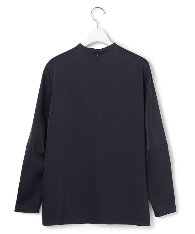 ICB L アセテートダブルサテン ランタンスリーブブラウス ネイビー