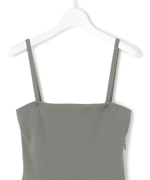 23区 【洗える】ブライトナイロンワッシャー ニットコンビワンピース カーキ系