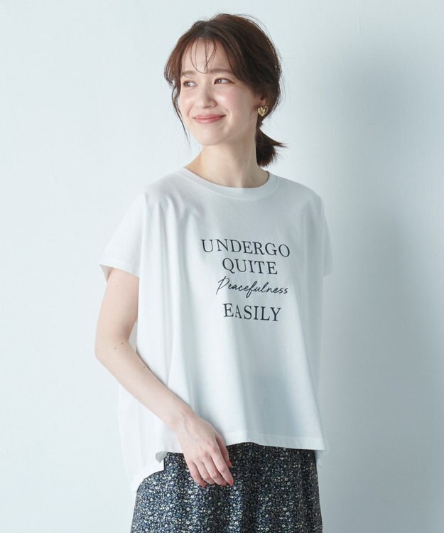 ANY 【UVケア/接触冷感】チュニック丈半袖ロゴTシャツ オフ