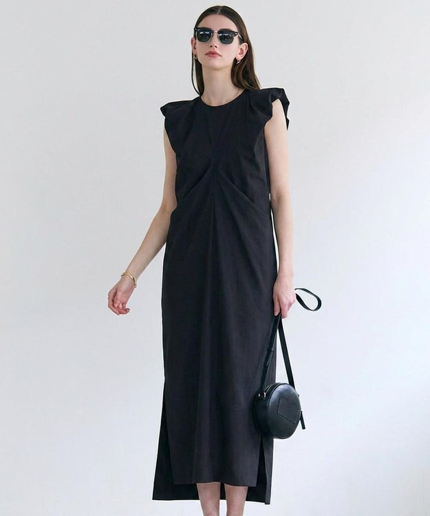BEIGE， MALLOW / コットンタック バルーンスリーブドレス Black