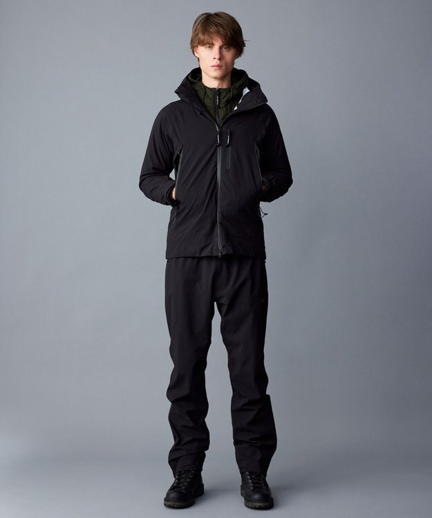 JOSEPH ABBOUD MOUNTAIN 【ECO撥水/耐水性/透湿防水素材/ストレッチ/軽量】ボイルドポリエステル マウンテンシェル パンツ ブラック系