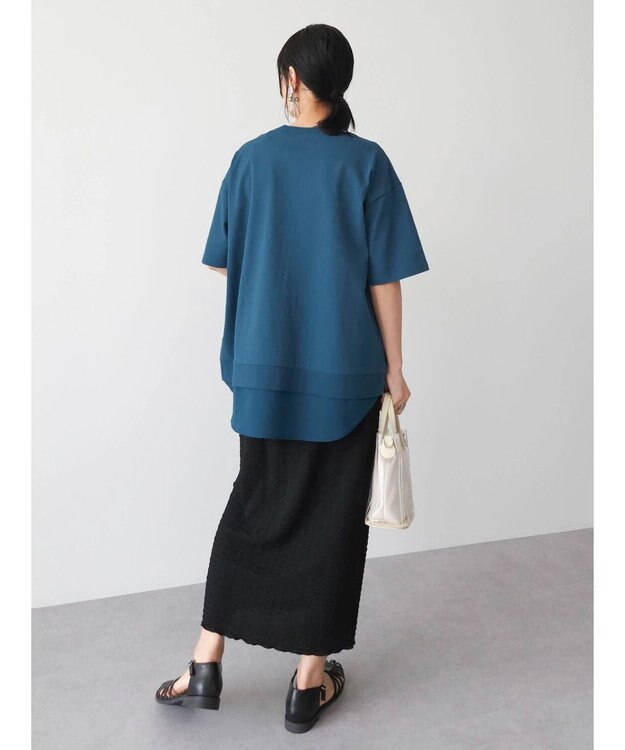 Green Parks 異素材切替ドッキングチュニック Blue Green