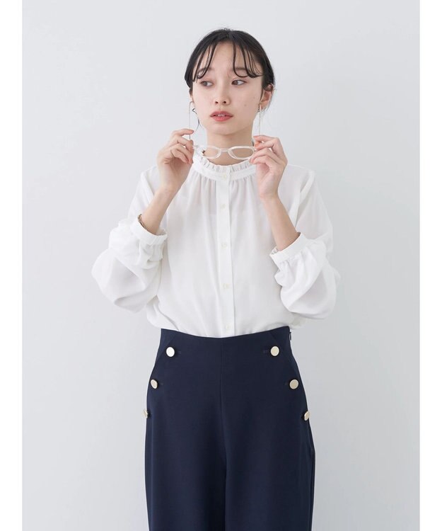 earth music&ecology ２ＷＡＹスタンドフリルブラウス Off White