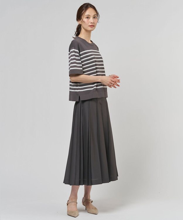 J.PRESS LADIES 【一枚で着映え】COTTON ACETATE DRY ニット Tシャツ ダークブラウン系