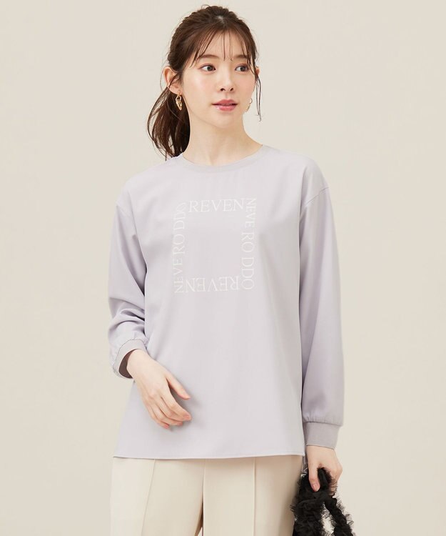ANY SIS L 【洗える】2wayストレッチジョーゼットロゴ ロンT ラベンダー×スクエア