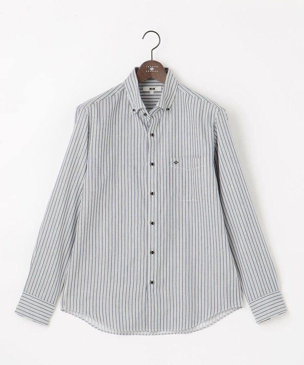 JOSEPH ABBOUD 【柔らか・光沢感】コットンビエラストライプ シャツ サックスブルー系1