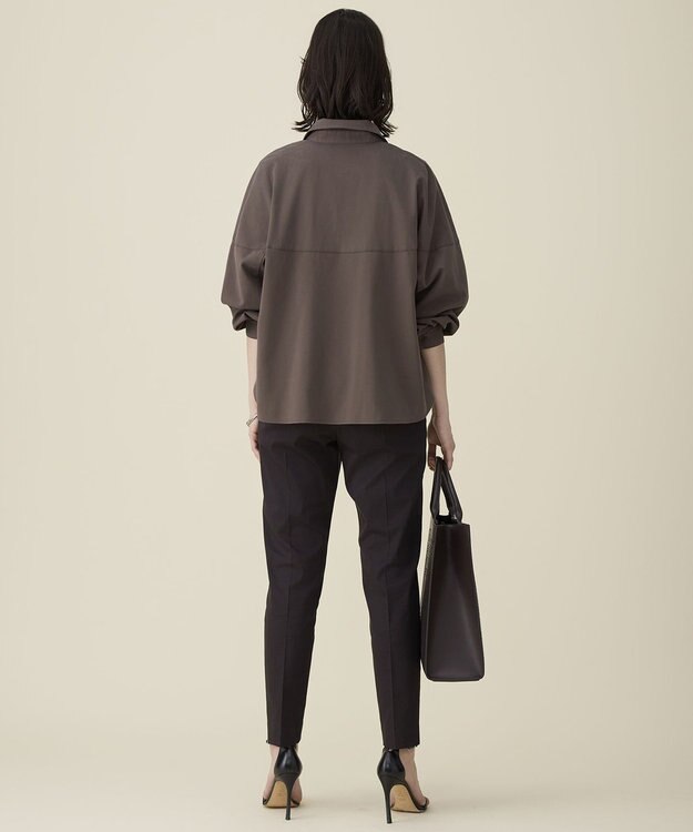 自由区 ブラッシュドコットンサテン シャツ ダークブラウン