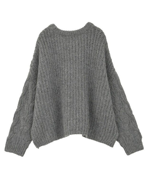 Green Parks ふわふわケーブルニットプルオーバー Gray Mixture