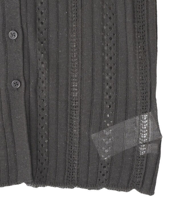 CRAFT STANDARD BOUTIQUE レースニット衿付き半袖カーディガン Dark Gray