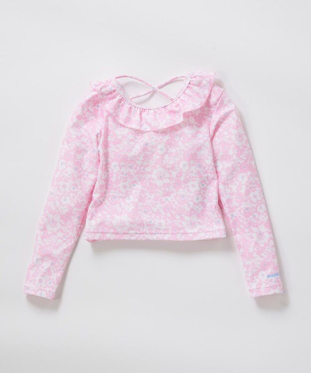 OP／FILA 【marie claire ENFANTS】フリル襟付き長袖ラッシュガード型水着 ピンク