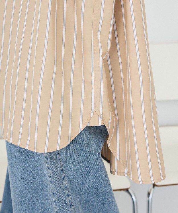 CRAFT STANDARD BOUTIQUE バンドカラーシャツ Stripe Beige