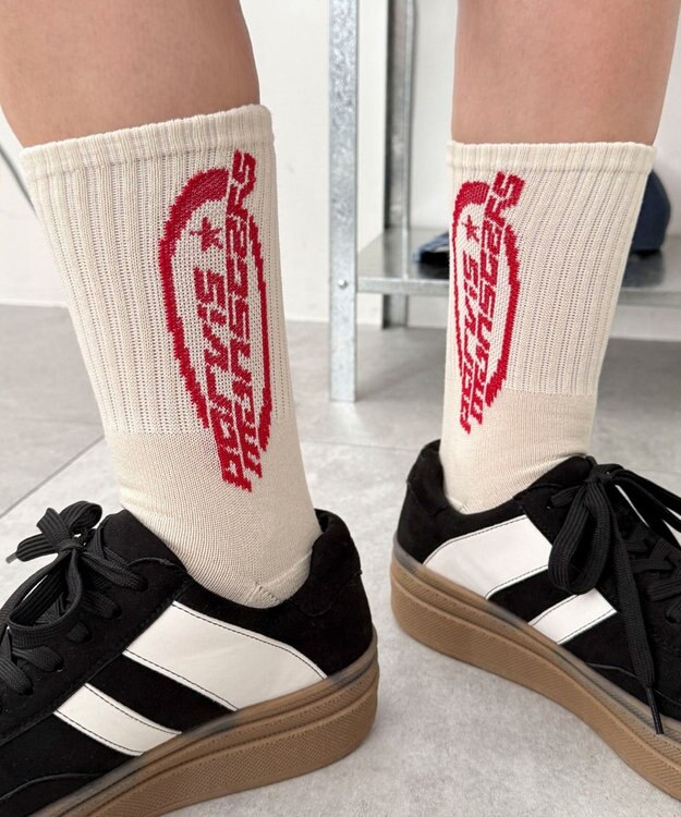 WEGO オーバルロゴデザインソックス ホワイトアイボリー