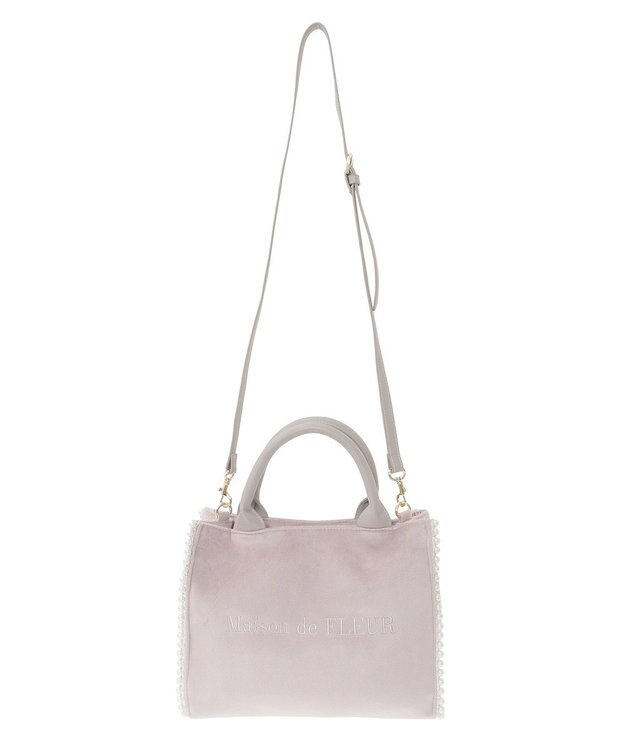 Maison de FLEUR ベロア2Wayスクエアトートバッグ Grayish Pink
