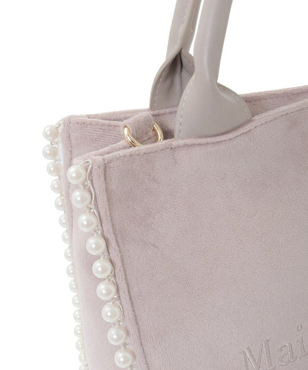 Maison de FLEUR ベロア2Wayスクエアトートバッグ Grayish Pink