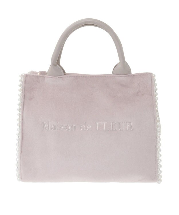 Maison de FLEUR ベロア2Wayスクエアトートバッグ Grayish Pink