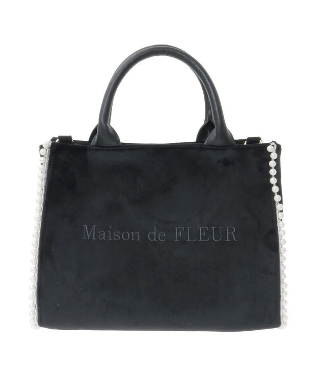 Maison de FLEUR ベロア2Wayスクエアトートバッグ Black