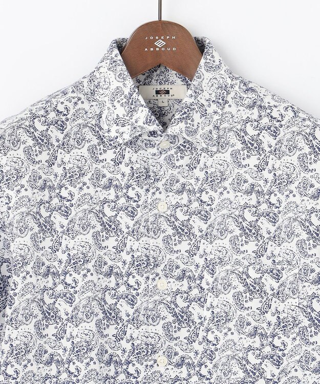 JOSEPH ABBOUD 【日本製ジャージー使用・清涼感・イージーケア】シャンブレー ペイズリープリント シャツ ホワイト系7