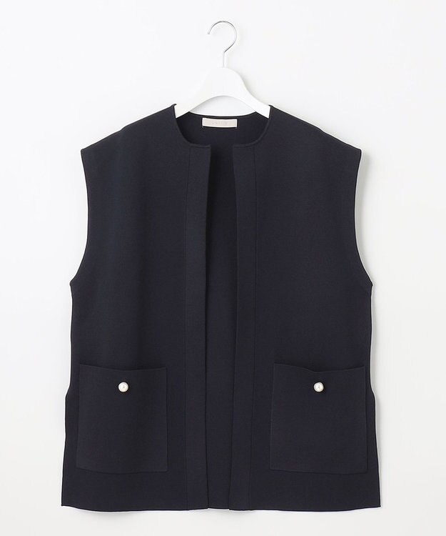 UNFILO 【軽量/ストレッチ/シワになりにくい】ミラノリブ ハーフジレ ネイビー