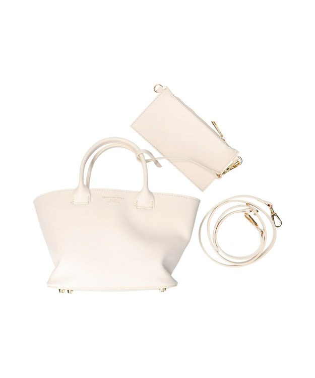 INTER-CHAUSSURES 【Christian Villa】スモールサイズベーシックハンドバッグ ホワイト