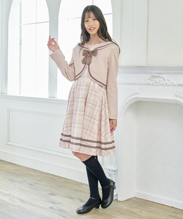 ANY KIDS リボン刺繍ハイソックス ネイビー