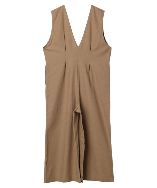 Green Parks 綿麻混サロペット Dark Beige