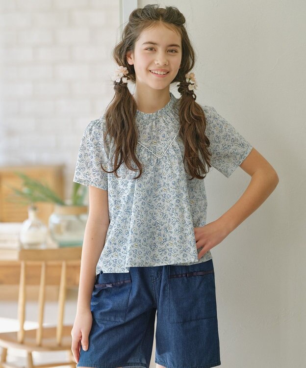 組曲 KIDS 【150-160㎝】サクラララ・ブラウス サックスブルー系5