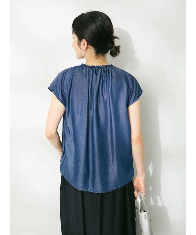 CRAFT STANDARD BOUTIQUE やわらかデニムフレンチスリーブブラウス Indigo