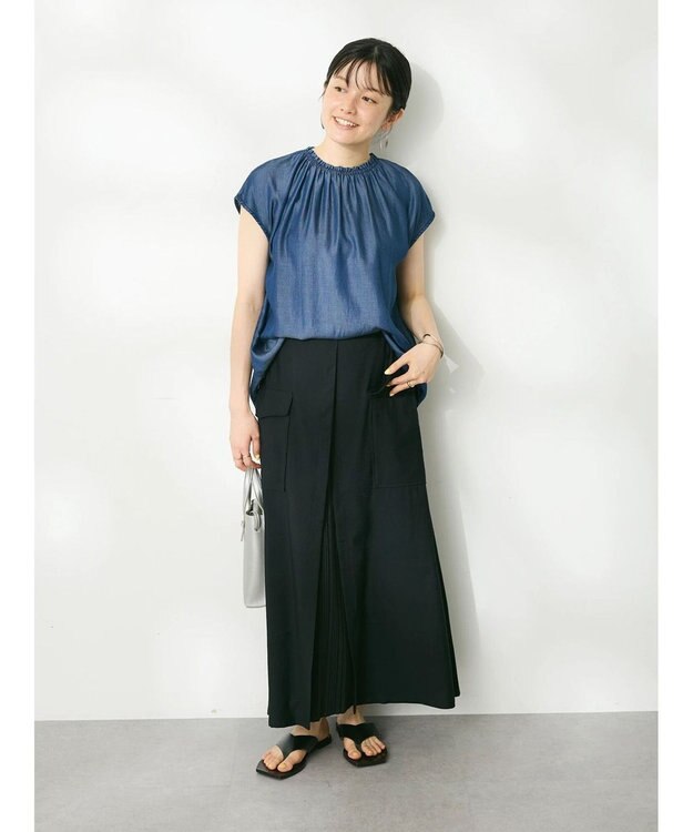 CRAFT STANDARD BOUTIQUE やわらかデニムフレンチスリーブブラウス Indigo