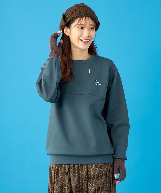 SHARE PARK LADIES 【UVカット・吸水速乾・ストレッチ・軽量・アンチピリング 】ダンボールクルーネックスウェット（S・Mサイズ） ネイビー系