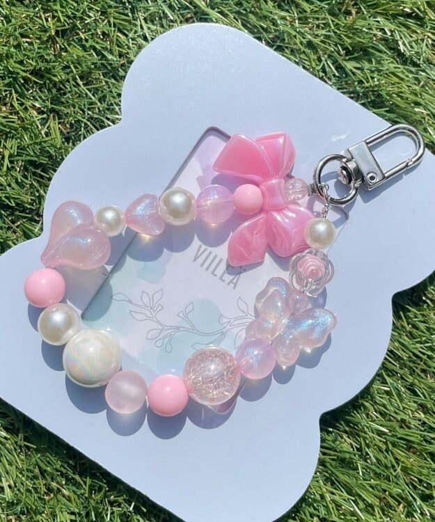 WEGO ビーズフープキーホルダーH ピンク