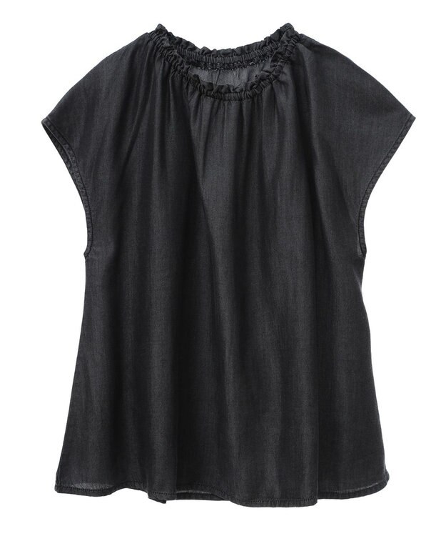 CRAFT STANDARD BOUTIQUE やわらかデニムフレンチスリーブブラウス Black