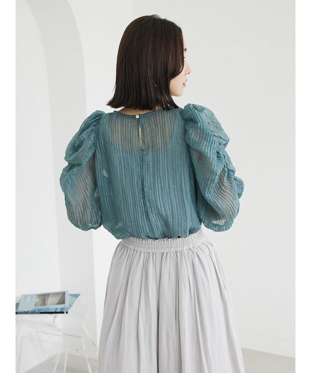 Green Parks ・ＡＮＤ　ＳＥＡＲＣＨ　シアーパワーショルダーブラウス Green