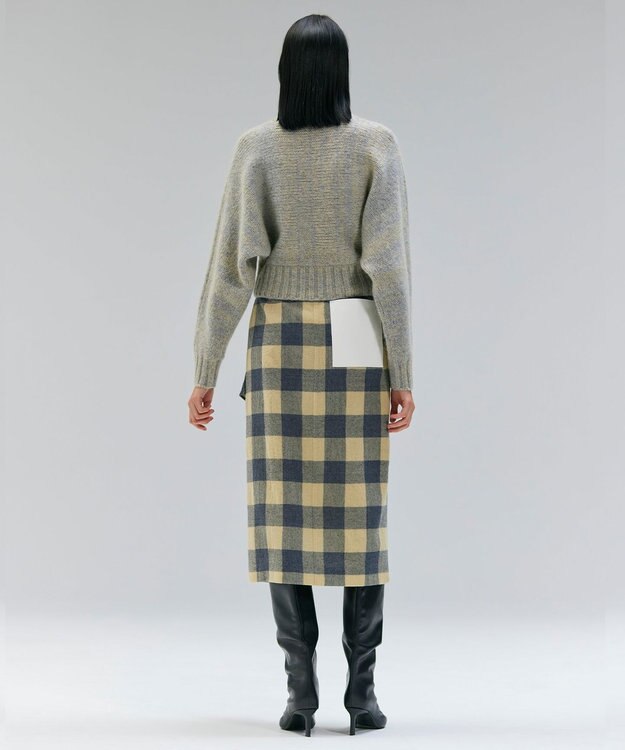 BEIGE， MARANA / モヘア混ミックスドルマンニット Gray x Mustard