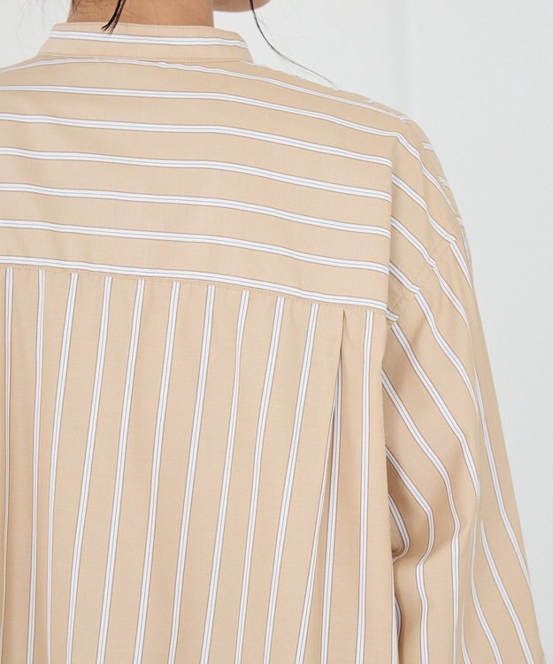 CRAFT STANDARD BOUTIQUE バンドカラーシャツ Stripe Beige