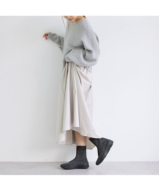 MODE ET JACOMO <carino>フロントジップニットブーツ ダークシルバー