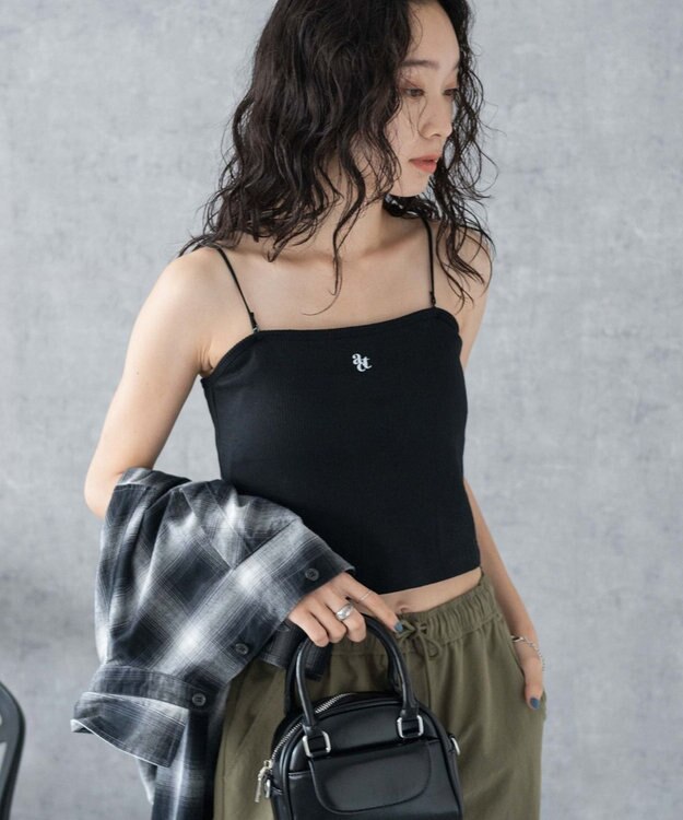 WEGO 【カップ付き/SMサイズ展開】nachumoreショートワンポイントキャミ ブラック