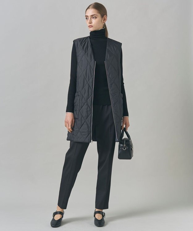 ICB 【裏起毛】 ウォームサテン スティックパンツ ブラック系