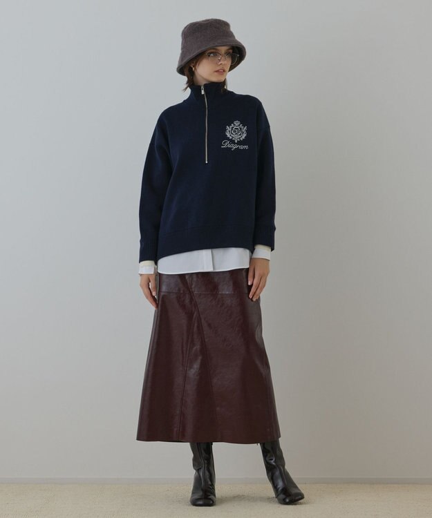 GRACE CONTINENTAL ハーフジップニットトップ ネイビー