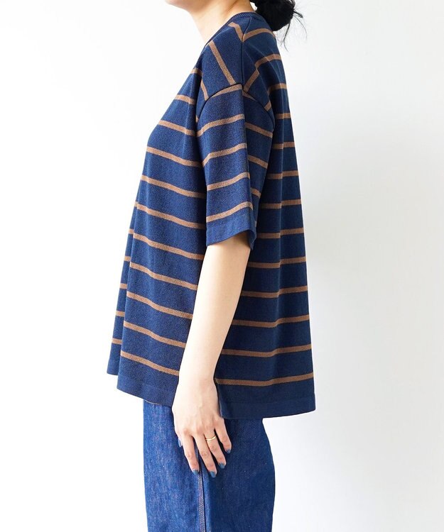 WHITE MAILS 【UNISEX】PAPER YARN BORDER KINT PULLOVER T-シャツ コン